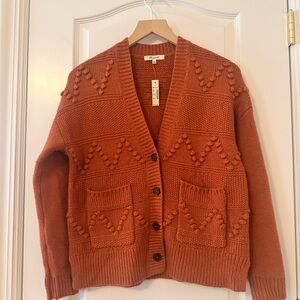 Madewell Zigzag Bobble Cardigan Sweater Size XS Afterglow Red Orange